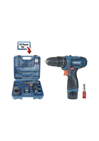 Proter Ps352 Kit Şarjlı Vidalama 52 Parça Set
