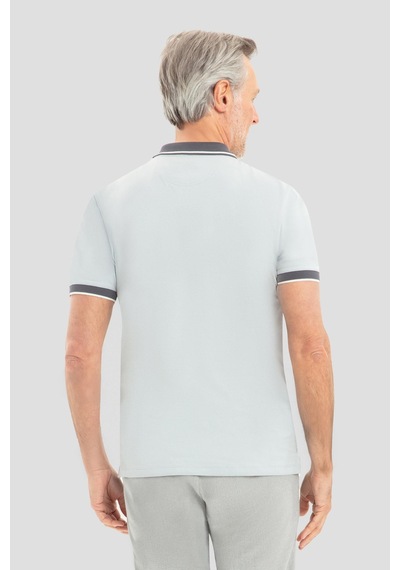 Fermuarlı Polo Yaka Erkek T-shirt Açık Gri Açık Gri