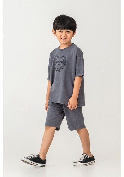 U.S. Polo Assn. Erkek Çocuk Bermuda 2'li Takım Füme-2531