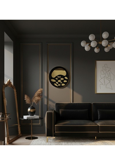 Nova Model Duvar Saati 50 X 50 Cm - Duvar Dekorasyon Ürünleri Siyah Gold