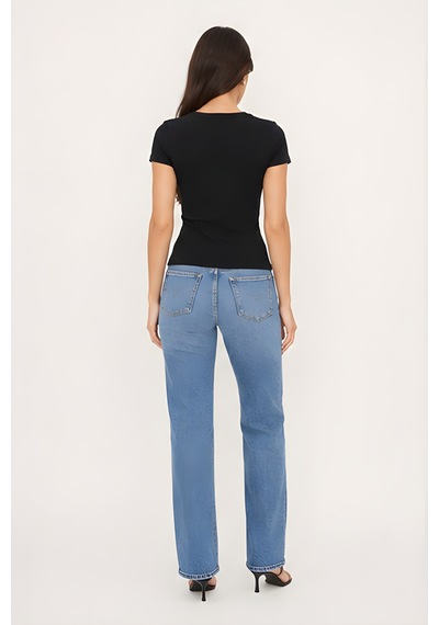 Lili Woman Kadın Premium Drapeli Crop Yarasa Kol Bluz Yumuşak Dokulu Basic Üst E.8010s SIYAH