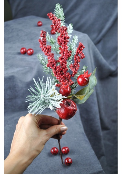 1 Adet 30 Cm Yapay Yılbaşı Çiçeği Dekoratif Yılbaşı Çiçek New Year Christmas- Çok Renkli