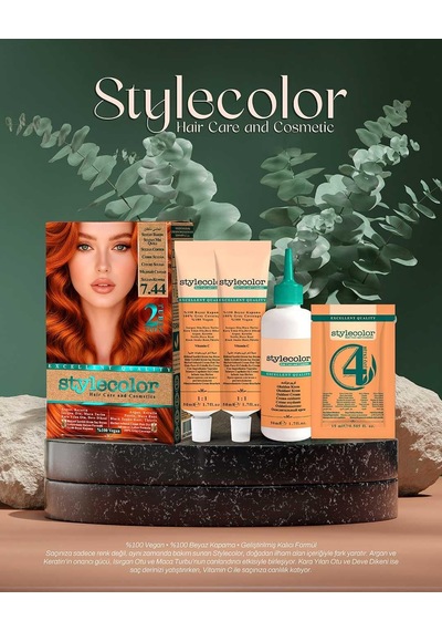 Stylecolor Bitkisel İçerikli Vegan Krem Saç Boyası 7.44 - Sultan Bakırı