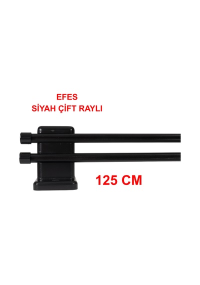 Efes Ahşap Başlıklı Alüminyum Kanallı ''çift Raylı'' Modern Rustik-siyah 125 Cm Siyah