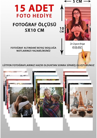 Yhfoto İpli Mandallı Ledli Fotoğraf Ahşap Renk Işıklı Anı Kahverengi 50 X 70