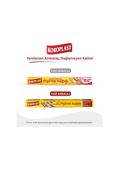 Koroplast Hazır Kesilmiş Pişirme Kağıdı 16 Adet 42x37 Cm, Helal Sertifikalı Bpa İçermez, Fırında Tavuk, Et, T Diğer