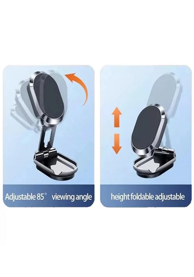 Metal Katlanır Mıknatıslı Telefon Tutucu Yüksek Kaliteli 360 Dönerli Soft Black Tutucu Metal Gri