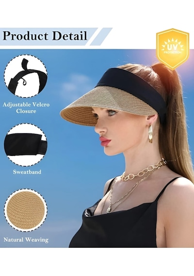 Tezzgelsin Kadın Hasır Vizör Şapka Camel