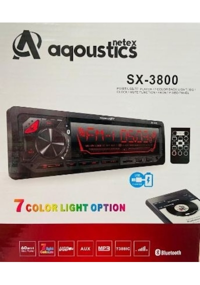 Aqoustics Sx 3800 Bt 7 Renk Bluetooth Özellikli Oto Teyp N11.794