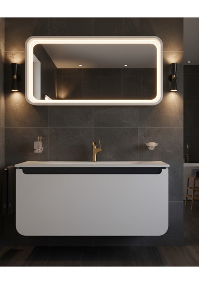 Creavit Pion 120 Cm Lavabo Dolabı Beyaz Antrasit Ve Led Ayna Beyaz Creavit Pion 120 Cm Lavabo Dolabı Beyaz Antrasit Ve Led Ayna Beyaz