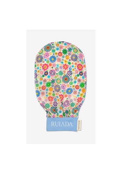 Flowers Series 50 Factor %100 Floş Ipek Ince Banyo Duş Kesesi Peeling Eldiveni Blue