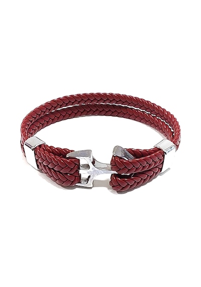 Deep Burgundy Core Bordo Hakiki Deri Erkek Bileklik-50-674 Antrasit