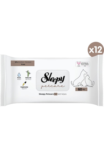 Sleepy Petcare Evcil Hayvan Islak Havlusu 12 x 60 Yaprak