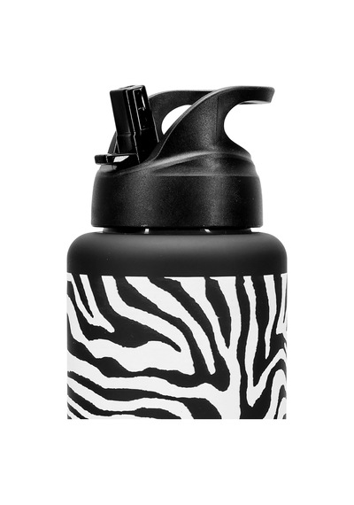 Büyük Su Matarası Tritan Pipetli Su Şişesi Zebra Spor Matarası Suluğu Bpasız 1000 Ml Siyah 0112 Beyaz