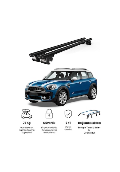 Venüs Mini Countryman F60 2017 Ve Sonrası Uyumlu Siyah Ara Atkı Port Bagaj Tavan Barı