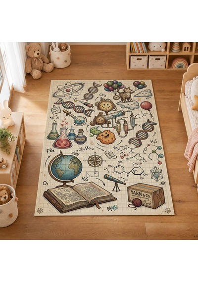 Kartela Halı Bilim Alanı Kaymaz Taban Çocuk Oyun Halısı - 80 x 120 CM