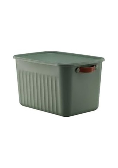 1 Adet Düzenleyici Kapaklı Kutu, Dekoratif Saklama Kutusu, Organizer 35cm 25cm 22cm Yeşil 15 Litre Açık Ahşap