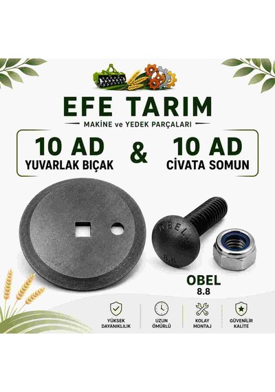 Daire Tipi Yem Karma Makinası Bıçağı- Özsan Çap 80 Mm - 10'lu&civata Somun Dahil