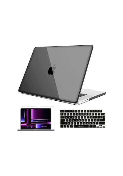NovStrap Apple Uyumlu MacBook Pro 2023 M2 14.2 inc A2779 Parlak Kılıf + Siyah Klavye Kılıfı + Film
