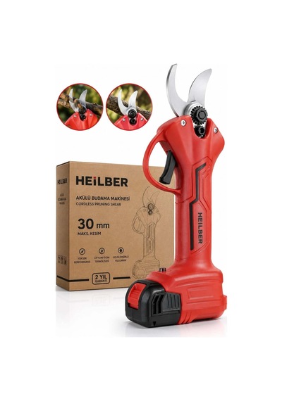 Heilber Ba011548 30 Mm Akülü Budama Makası Şarjlı Elektrikli Dal Kesme Makası Profesyonel Bağ Bahçe Budama M