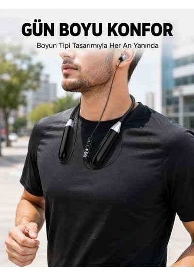 Boyun Tipi Bluetooth Kulaklık Kablosuz Mikrofonlu Uzun Kullanım Süreli Müzik Ve Telefon Görüşme Kula