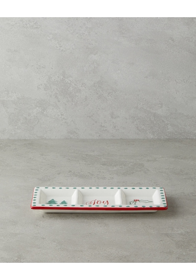 English Home Joy Dolomite Sunumluk 25x10 Cm Beyaz - Kırmızı Beyaz - Kırmızı