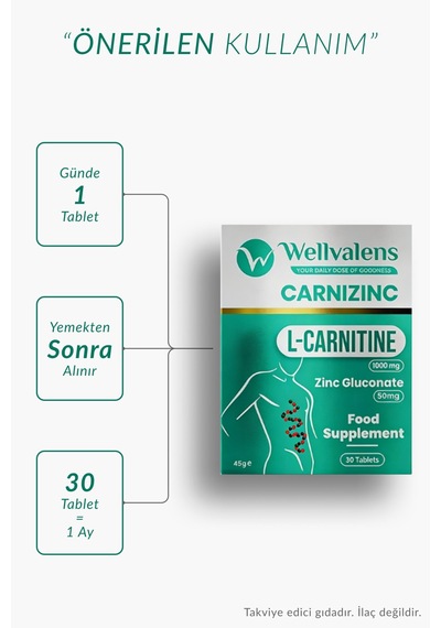 Carnizinc L-karnitine 1000 Mg + Çinko Desteği 30 Tablet Diğer