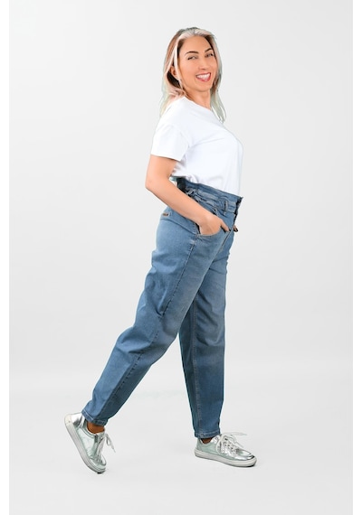 Kadın Beli Lastikli Kot  Pantolon Mavi