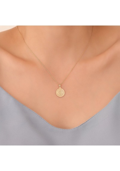 925 Ayar Altın Mikron Kaplama Ayyıldız Gümüş Kolye - Cn00397 Altın