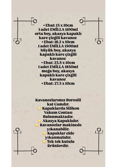 3'lü Akasya Kapaklı Cam Kavanoz Seti Mien Büyük Boy Kahve, Bakliyat&kuruyemiş Saklama Kabı Kahverengi - Şeffaf