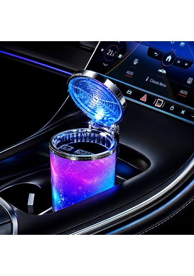 Bmw 6 Serisi Uyumlu Led Işıklı Kapaklı Araç Küllüğü Universal Bardaklık Uyumlu Küllük Otomobil İçi Aksesuar