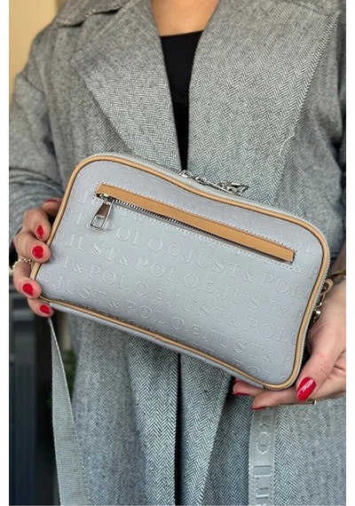 Just Polo Kadın Günlük Kullanıma Uygun Şık Omuz Çantası Ve Cüzdanı Kombin Shopper Gri