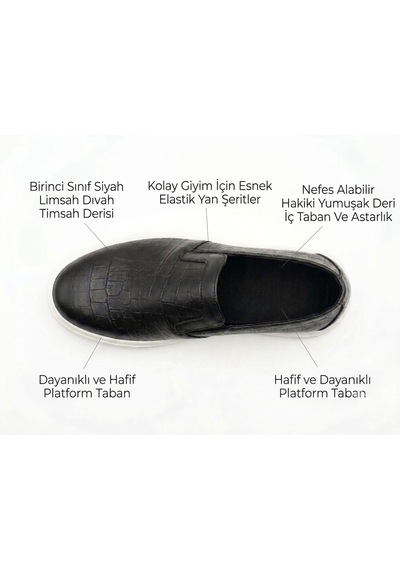 Growish Gd0113 Hakiki Deri Timsah Desenli Hafif Beyaz Eva Taban Günlük Siyah Rahat Erkek Casual Ayakkabı Growish Gd0113 Hakiki Deri Timsah Desenli Hafif Beyaz Eva Taban Günlük Siyah Rahat Erkek Casual Ayakkabı