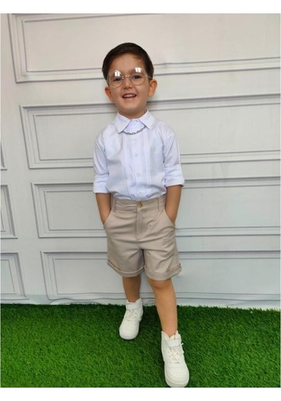 Modavals Gabardin Kardeş Kombin Şortlu Erkek Çocuk Takım
