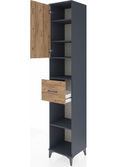 Hyperion Dolap 5 Raflı Tek Çekmeceli Tek Kapaklı 44x44x243 Antrasit-çam Antrasit