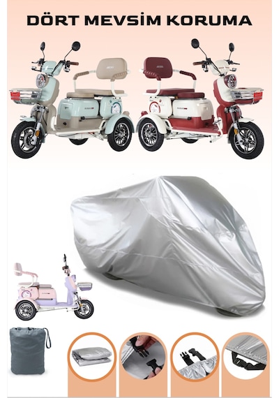 Gri Arora Rüzgar Elektrikli Moped Brandası, 3 Tekerlekli Motor Brandası, Lastikli Bağlantı Tokalı