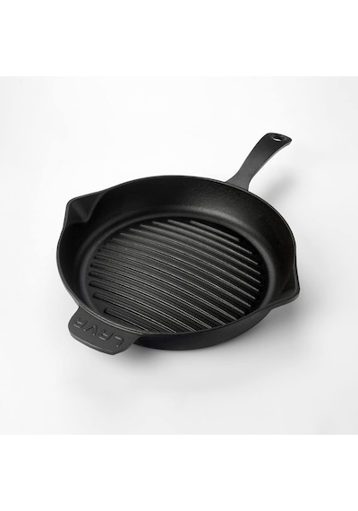 Ayrex Döküm Yuvarlak Izgara Tava, Metal Kulplu, Konkav Taban, 28 Cm Diğer