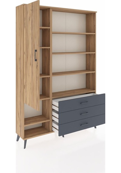 Arges Dolap 9 Raflı 3 Çekmeceli Tek Kapaklı 132x30x195 Çam-çam/antrasit Atlas Çam/antrasıt Arges Dolap 9 Raflı 3 Çekmeceli Tek Kapaklı 132x30x195 Çam-çam/antrasit Atlas Çam/antrasıt