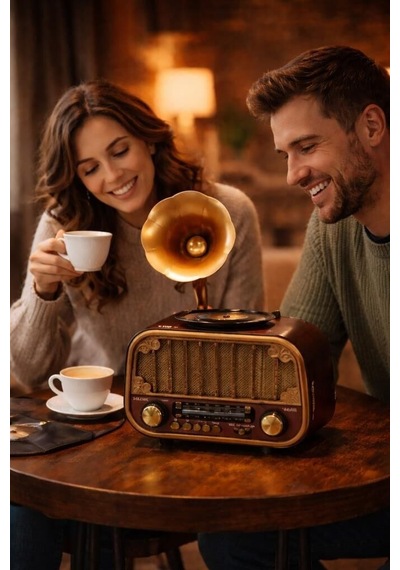 Özel Üretim Hediye Cihazı Bluetooh Hoparlör Nostaljik Radyo Speaker D76 Ahşap