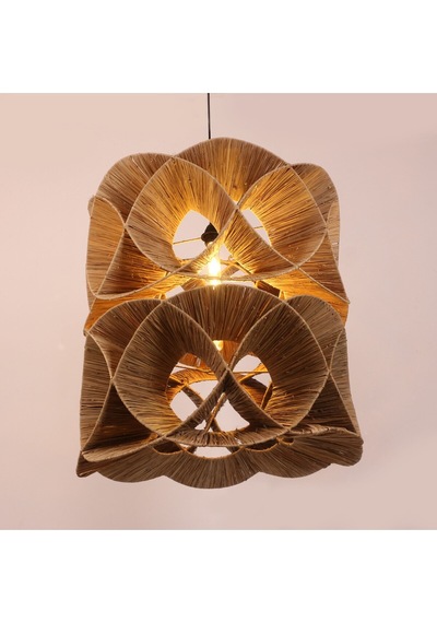 Oklid Doğal Rafya 63x65/75 Cm Katlı Aydınlatma Bej