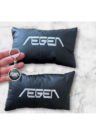 Fiat Egea Nakışlı Deri 1 Çift Boyun Yastık 1 Adet Metal Anahtarlı