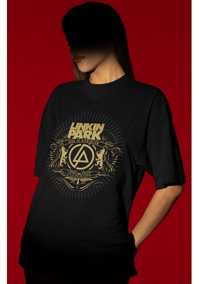 Sevbano Tasarım Linkin Park Rock Metal Müzik Grubu Baskılı Unisex Oversiz Siyah