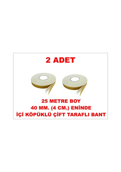 Çift Taraflı İçi Köpüklü Sarı Bant 25 M. Uzunlukta 40 Mm-4 Cm Ebatında 2 Adet