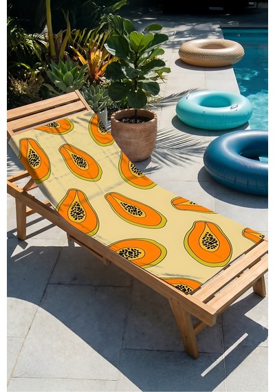 Papaya Meyve Temalı Tropikal Plaj Havlusu - Yaz Stili Krem Turuncu Hızlı Kuruyan Mikrofiber Havlu Çok Renkli