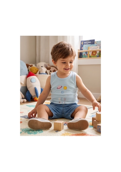 Mother Love %100 Organik Pamuk 2'li Atlet Body 0-36 Ay Mavi