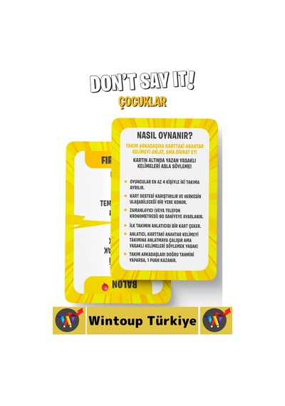 Eğitici Konsantrasyon Dikkat Zeka Gelişimi Eğlenceli Vakit Geçirme Kart Oyunu Don't Say It-çocuklar