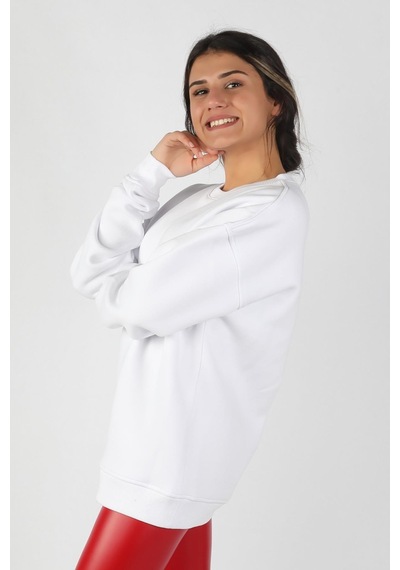 Kadın Sıfır Yaka Baskılı Sweatshirt 001