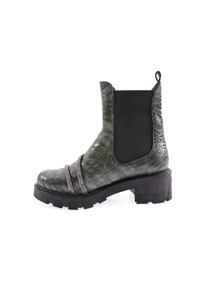 Dgn Md1563 Kadin Silver Taşli Strech Detayli Bot MD118-1563-R4612 Yeşil