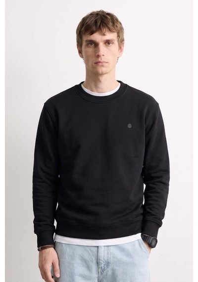 Barrels And Oıl Erkek Göğüs Baskı Detaylı Uzun Kollu Sweatshirt - Siyah Siyah