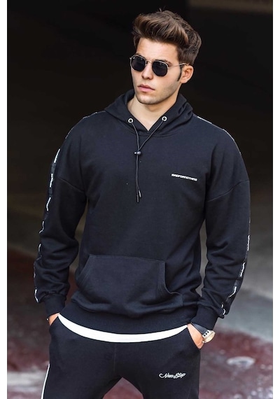 Madmext Siyah Kapüşonlu Sweatshirt 4721 Siyah